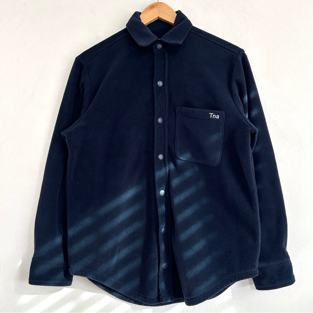 Aritzia/Tna Shirt Women XS Shacket Shirt Jacket Micro Fleece Oversized Blue